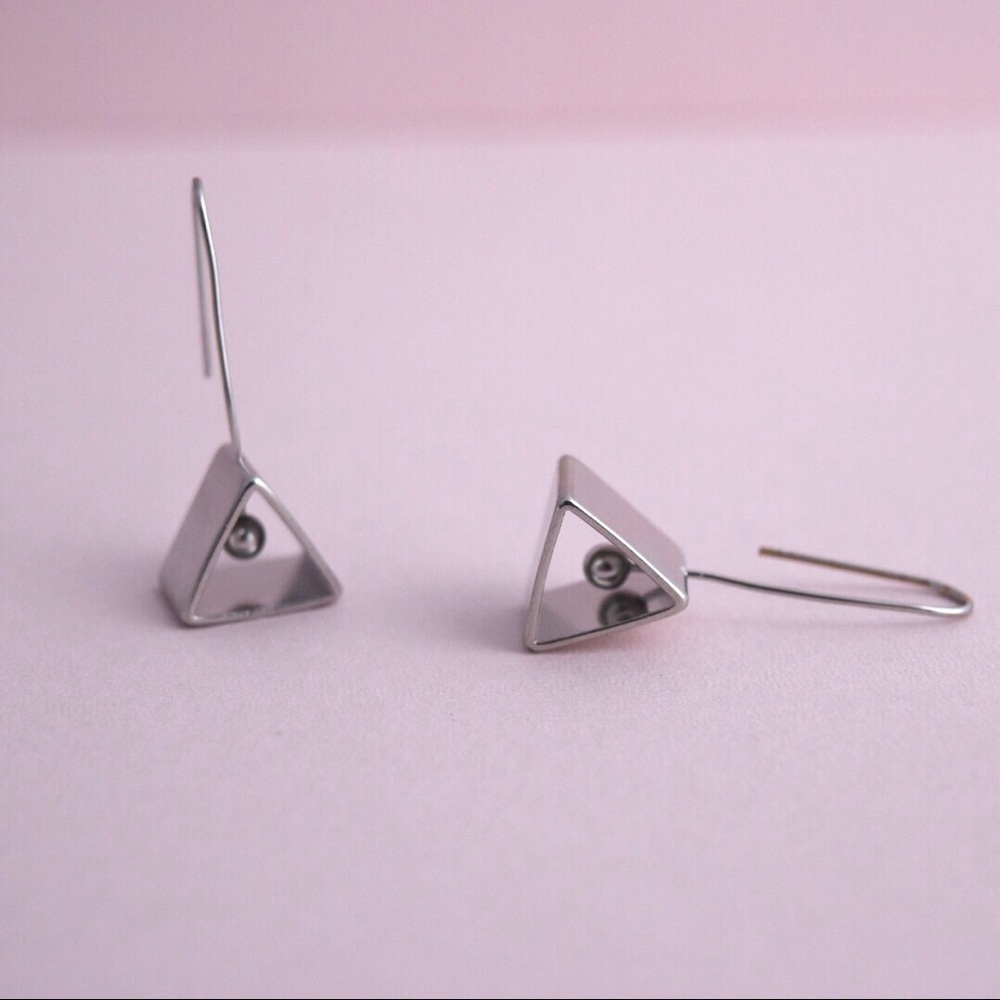 BOGO FREE!  Silver Geometric Triangle Earrings
